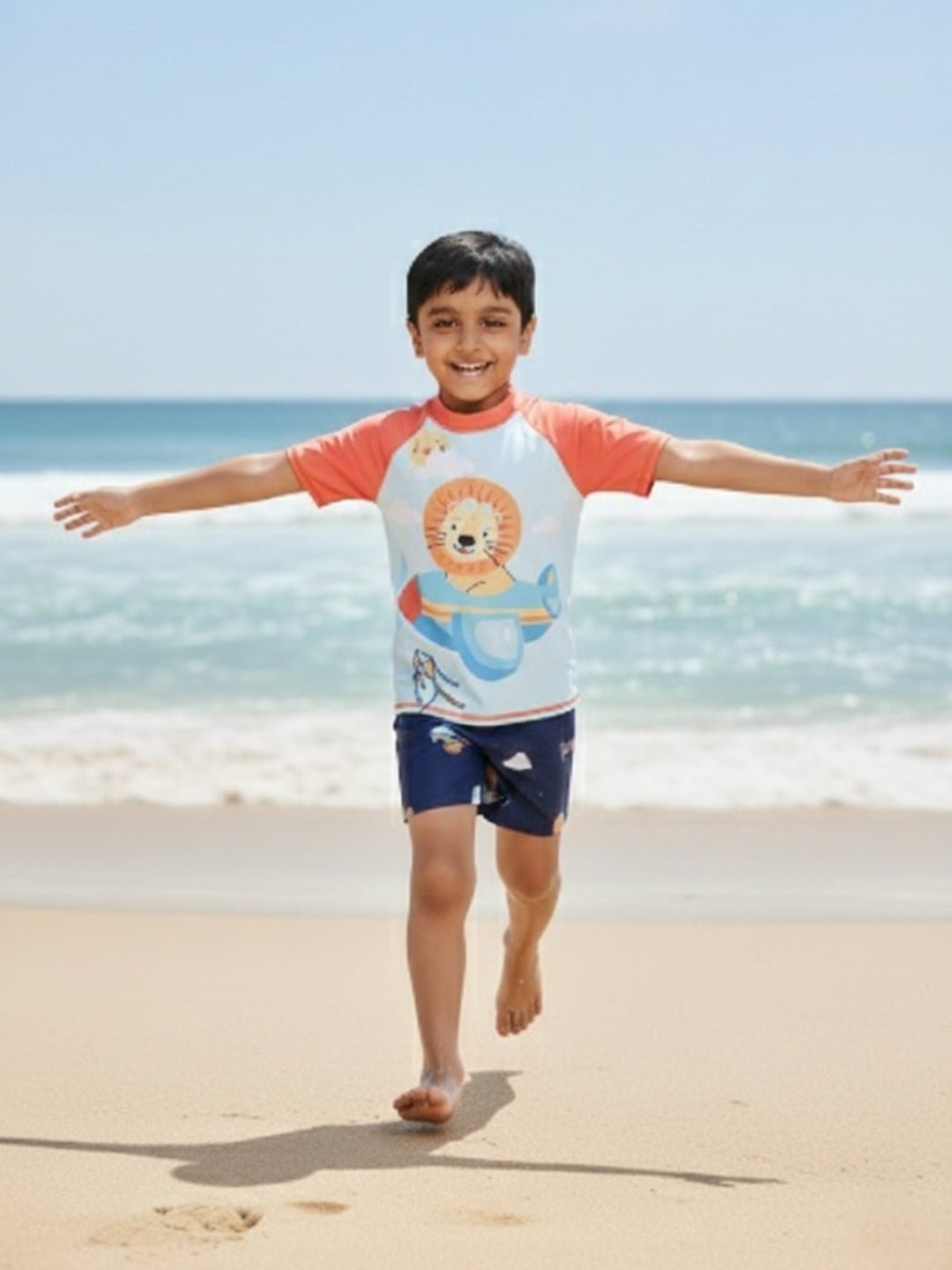 Leo Sky Explorer Boys T-shirt And Short Swim Set - 3 - 4 Years Kids Swimwear