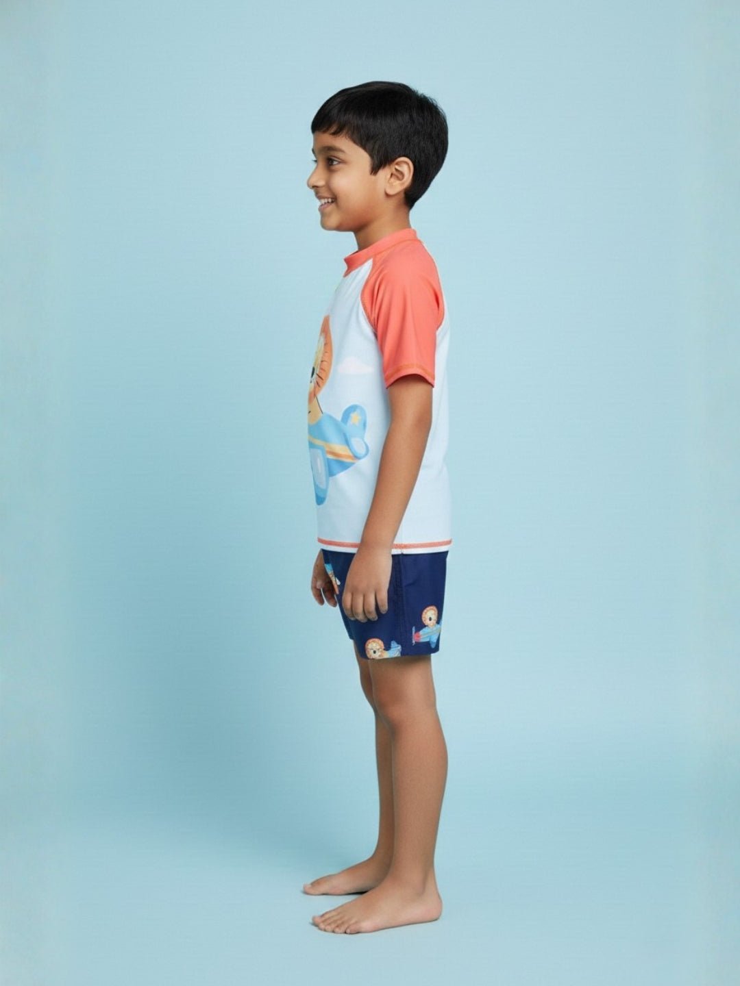 Leo Sky Explorer Boys T-shirt And Short Swim Set - 3 - 4 Years Kids Swimwear