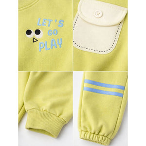"Let's Play" Green 2pcs, fleece winter Tracksuit Set for Kids - 2 - 3 Years Kids Clothing