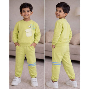 "Let's Play" Green 2pcs, fleece winter Tracksuit Set for Kids - 2 - 3 Years Kids Clothing