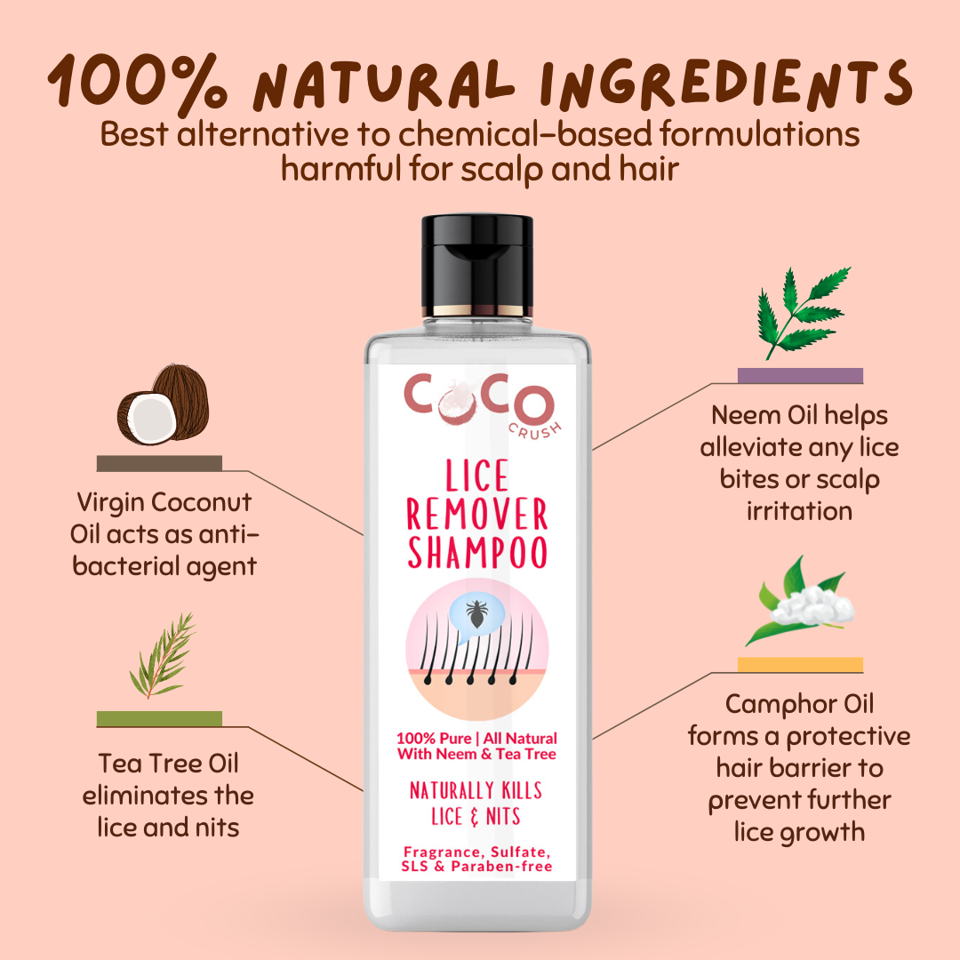 Coco Crush Natural Lice Treatment Combo: Ayurvedic Anti Lice Shampoo & Lice Treatment Comb