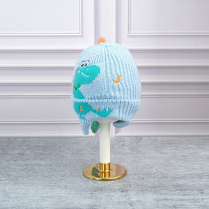 Light Blue 3d head and Tail Knitten woolen Winter Cap & Beanie, 3 - 10 Years - 3 - 10 Years Winter Wear