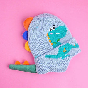 Light Blue 3d head and Tail Knitten woolen Winter Cap & Beanie, 3 - 10 Years - 3 - 10 Years Winter Wear