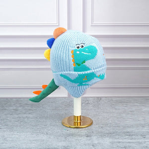 Light Blue 3d head and Tail Knitten woolen Winter Cap & Beanie, 3 - 10 Years - 3 - 10 Years Winter Wear