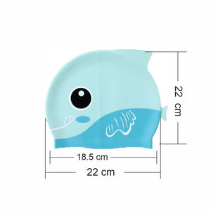 Light Blue Fin Dual Color , Silicone Kids Swim Cap, 5 years - 15 years - 5 - 15 years Swim