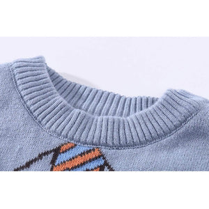 Light Blue, Little Man Tie Print Kids Cardigan Sweater, Round Neck - Little Surprise BoxLight Blue, Little Man Tie Print Kids Cardigan Sweater, Round Neck