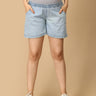 Light Blue Maternity Denim Shorts With Belly Support - MDD - KS - LITB - S