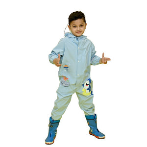 Light Blue Submarine theme full Jumpsuit Style Raincoat for Toddlers and Kids - Little Surprise BoxLight Blue Submarine theme full Jumpsuit Style Raincoat for Toddlers and Kids