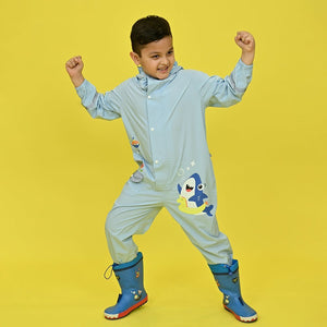 Light Blue Submarine theme full Jumpsuit Style Raincoat for Toddlers and Kids - Little Surprise BoxLight Blue Submarine theme full Jumpsuit Style Raincoat for Toddlers and Kids