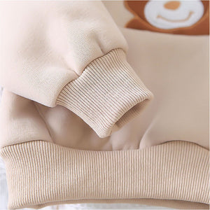 Light Brown Puffer Jacket And Matching Track Suit 3 Pcs Winterwear Set For Toddlers And Kids - 3 - 4 Years Kids Clothing