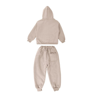 Light Brown Puffer Jacket And Matching Track Suit 3 Pcs Winterwear Set For Toddlers And Kids - 3 - 4 Years Kids Clothing