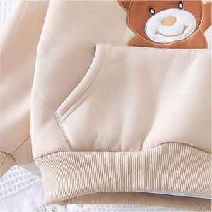 Light Brown Puffer Jacket And Matching Track Suit 3 Pcs Winterwear Set For Toddlers And Kids - 3 - 4 Years Kids Clothing