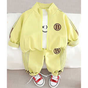 Light Green Letter B Monogram 3 Pcs Track Suit Set For Toddlers And Kids - 3 - 4 Years Kids Clothing