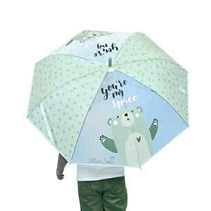 Light Green, Translucent Kelly - Jo all over teddy paws Rain and All - season Umbrella for Kids & Adults - Monsoon Wear