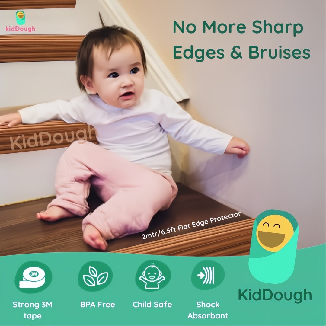 KidDough Baby Proofing Flat Edge Protector- 2 Mtrs Wood Color