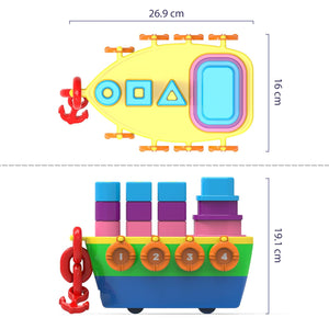 Li'l Wizards 7 - in - 1 Pull - Along Ship Station - Stacker