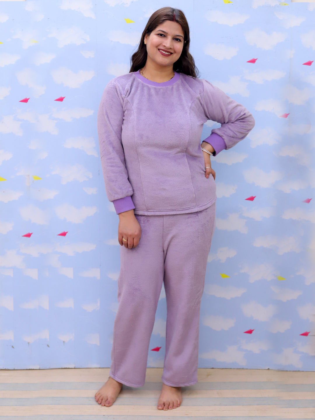 Lilac Fluffies Womens Fleece Co - ord Set - MWW - SD - LIFLF - S
