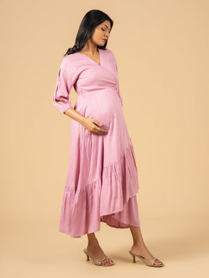 Lilac & Lovely Maternity Wrap Dress - S Maternity Casual Dress
