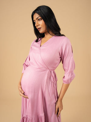 Lilac & Lovely Maternity Wrap Dress - S Maternity Casual Dress