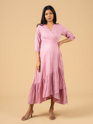Lilac & Lovely Maternity Wrap Dress - S Maternity Casual Dress