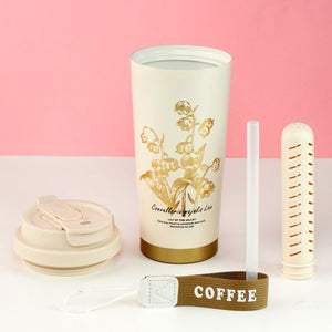 Lily Gold Stainless Steel premium Insulated Detox Infuser Bottle with Tea and Fruit Infuser attachment, 520ml - Back To School
