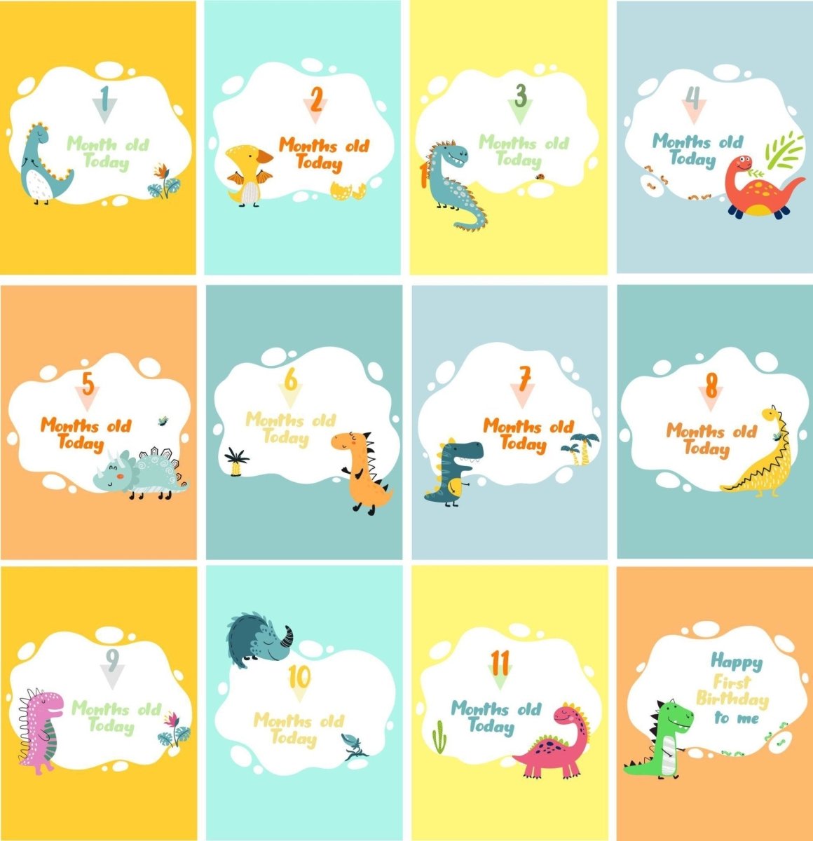 Little Dino Theme Milestone cards- (Pack of 25) - MSCD-LTLDN