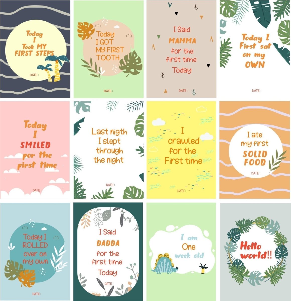 Little Dino Theme Milestone cards- (Pack of 25) - MSCD-LTLDN