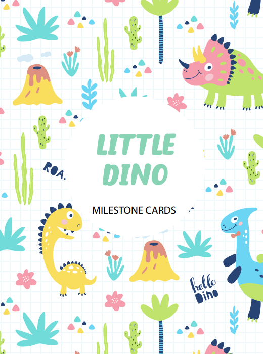 Little Dino Theme Milestone cards - (Pack of 25) - Rectangular Baby Milestone Cards