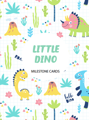 Little Dino Theme Milestone cards - (Pack of 25) - Rectangular Baby Milestone Cards