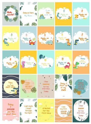Little Dino Theme Milestone cards- (Pack of 25) - MSCD-LTLDN
