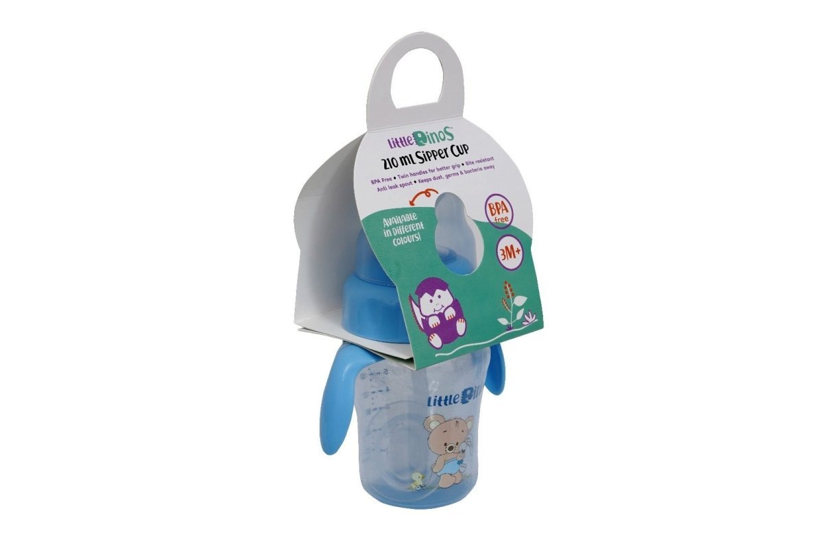 Little Dinos 210 ML 2 In 1 Sipper Cups- Blue - LD SC210 B