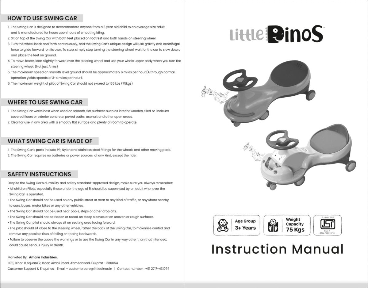 Little Dinos Super Dinos Series Swing Car Pink - LD MSC A122023