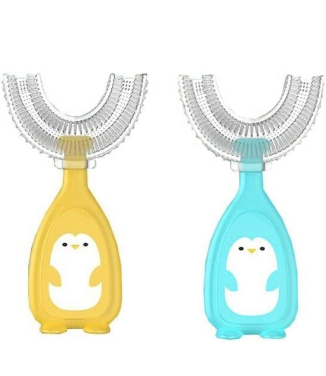 Little Dinos U Shaped Toothbrush Penguin single piece- Pink - LD USTB P01