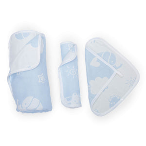 Little Ellie Designed Organic Muslin Blanket, Bib and Napkin Matching Set - Little Surprise BoxLittle Ellie Designed Organic Muslin Blanket, Bib and Napkin Matching Set