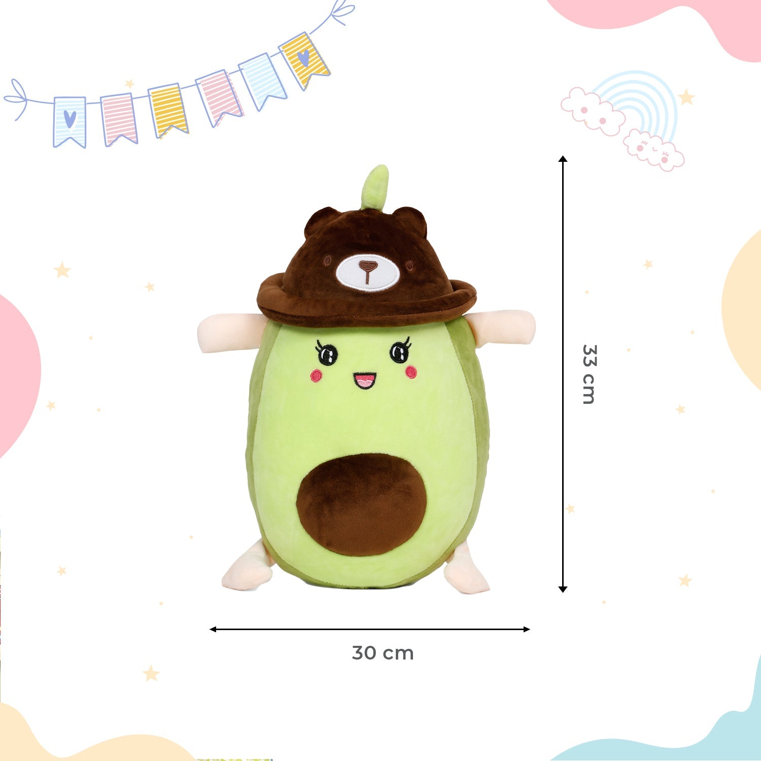 LITTLE GINNIE Avocado Soft Toy for Kids - Brown | Returned & Birthday Gift for Baby - LG - AVOCADO - BRN - ST