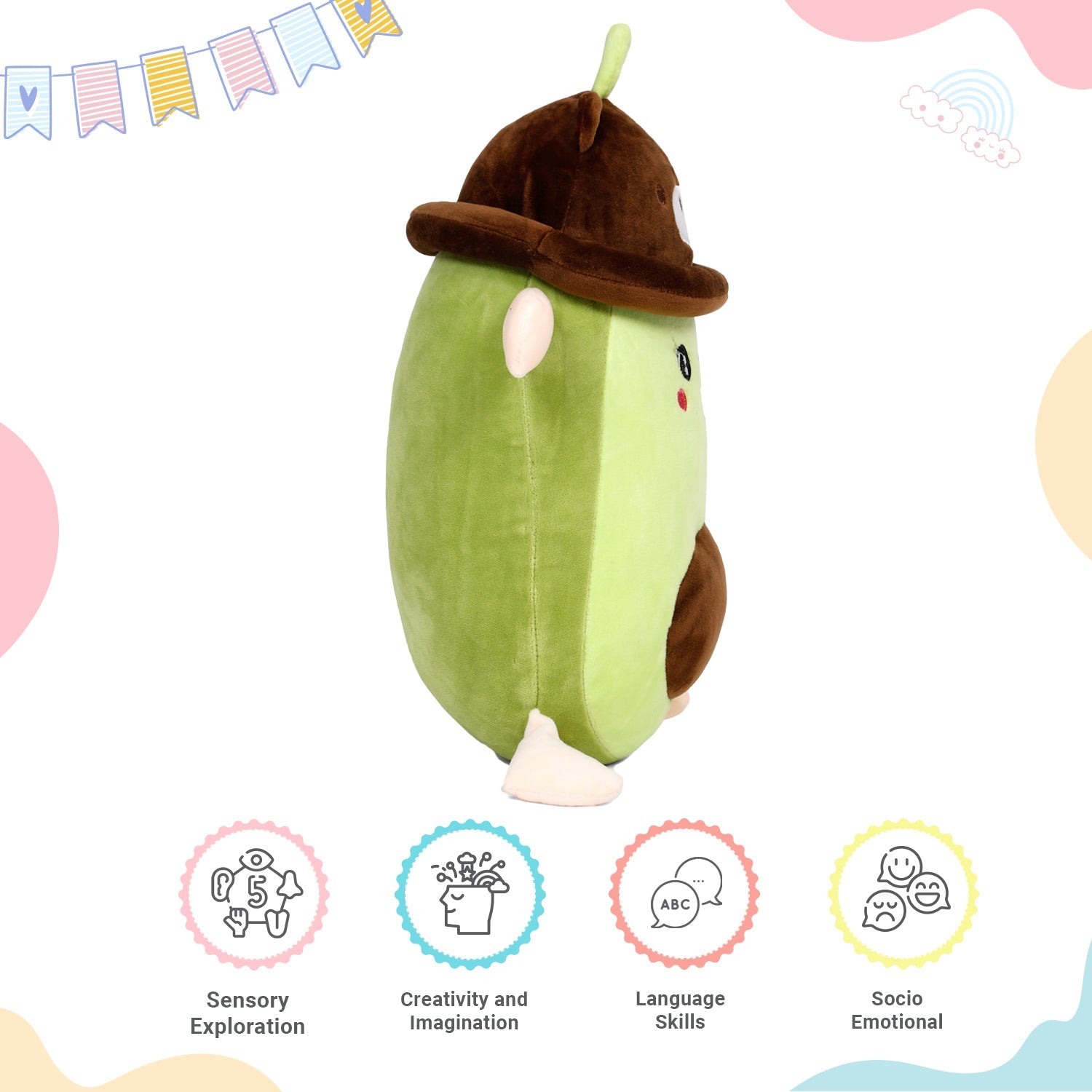 LITTLE GINNIE Avocado Soft Toy for Kids - Brown | Returned & Birthday Gift for Baby - LG - AVOCADO - BRN - ST