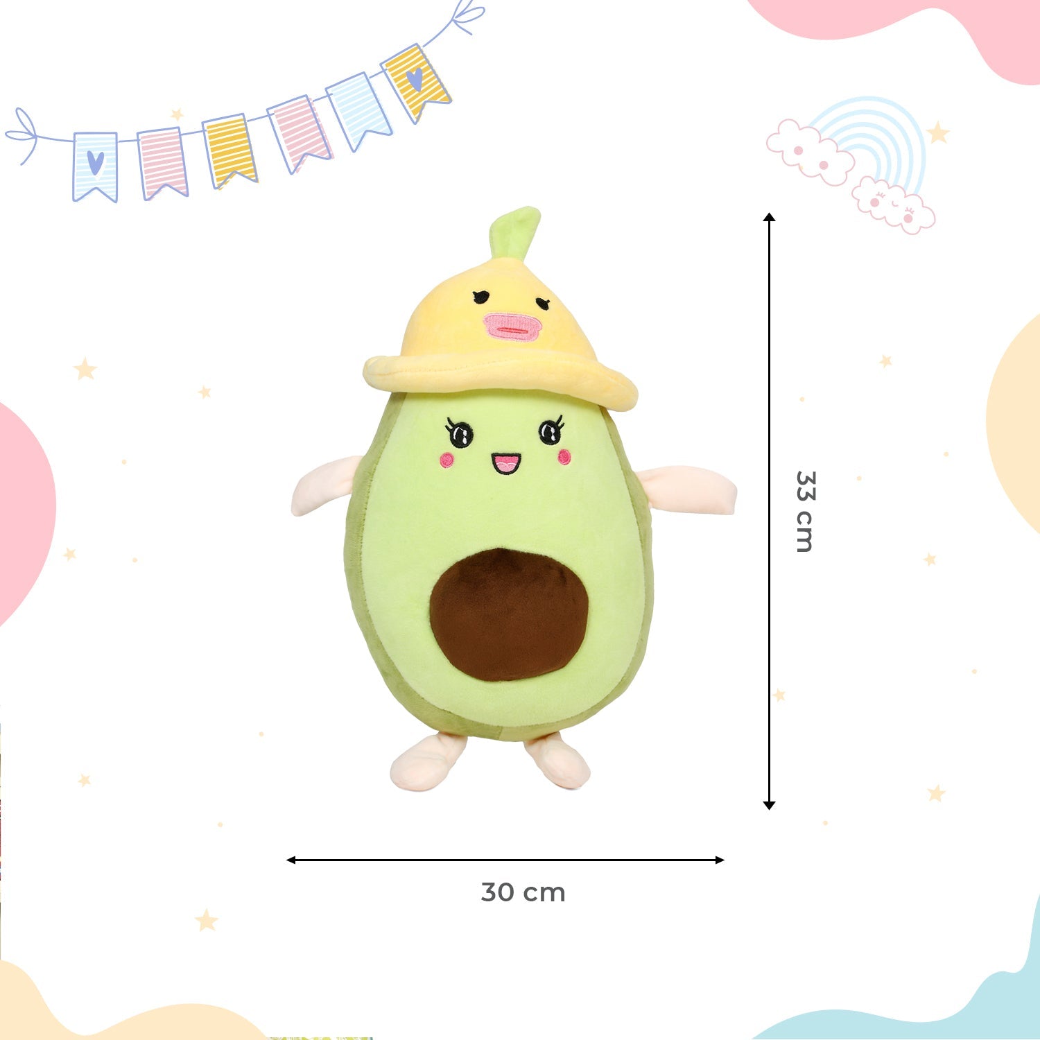 LITTLE GINNIE Avocado Soft Toy for Kids - Yellow | Returned & Birthday Gift for Baby - LG - AVOCADO - YLW - ST
