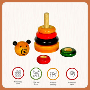 Little Ginnie Bear Stacker - Educational Wooden Stacking Toy for Kids with Non - Toxic Paints | Ideal for Ages 2+ Years - LG - CP - BERSTC - 01
