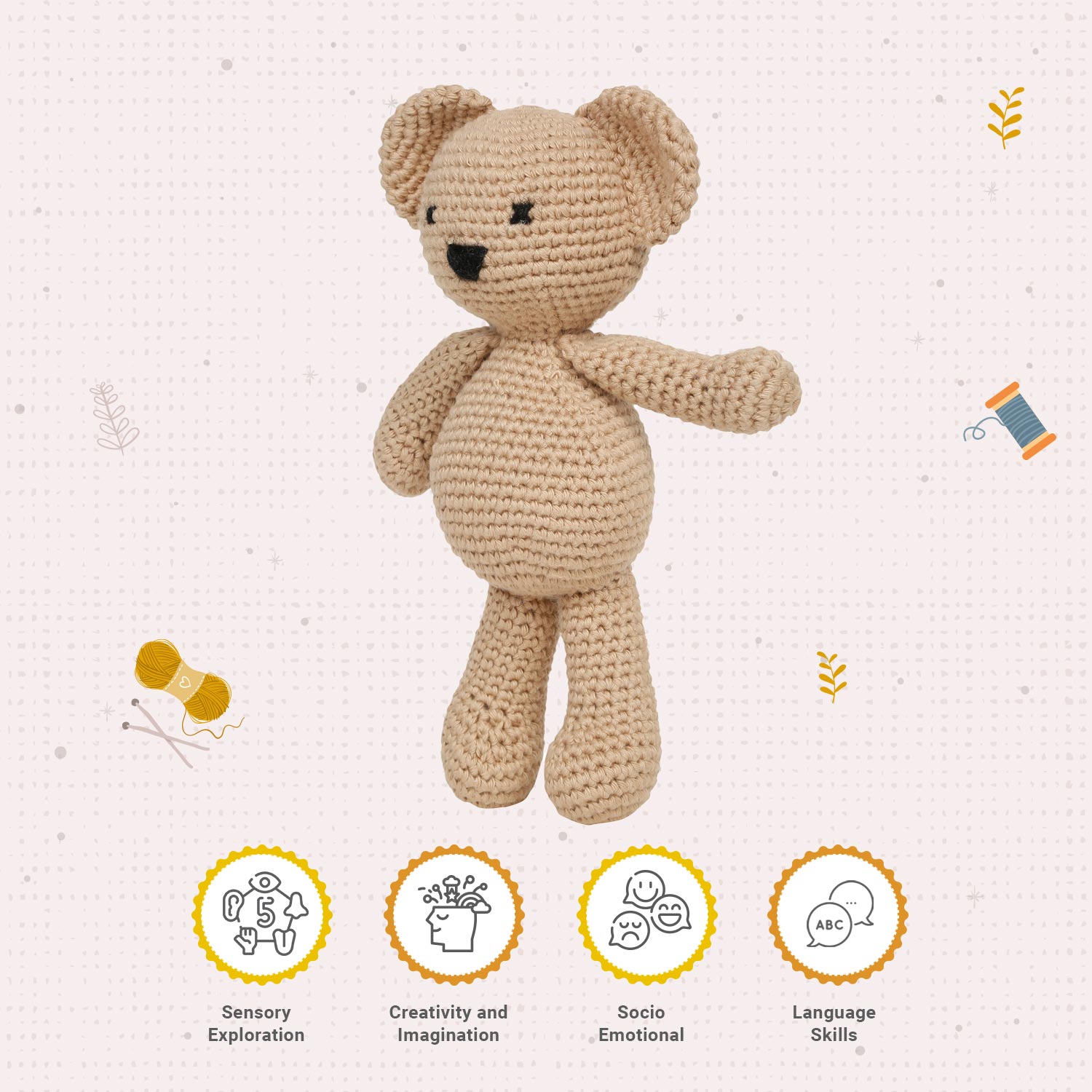 Little Ginnie Crochet Bear Soft Toy - AMYH - BEAR - 001