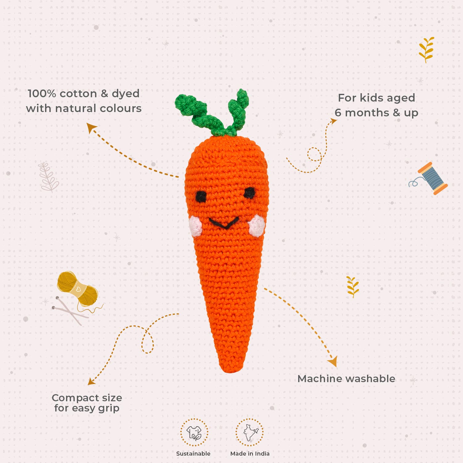 Little Ginnie Crochet Carrot - AMYH - CARROT - 001