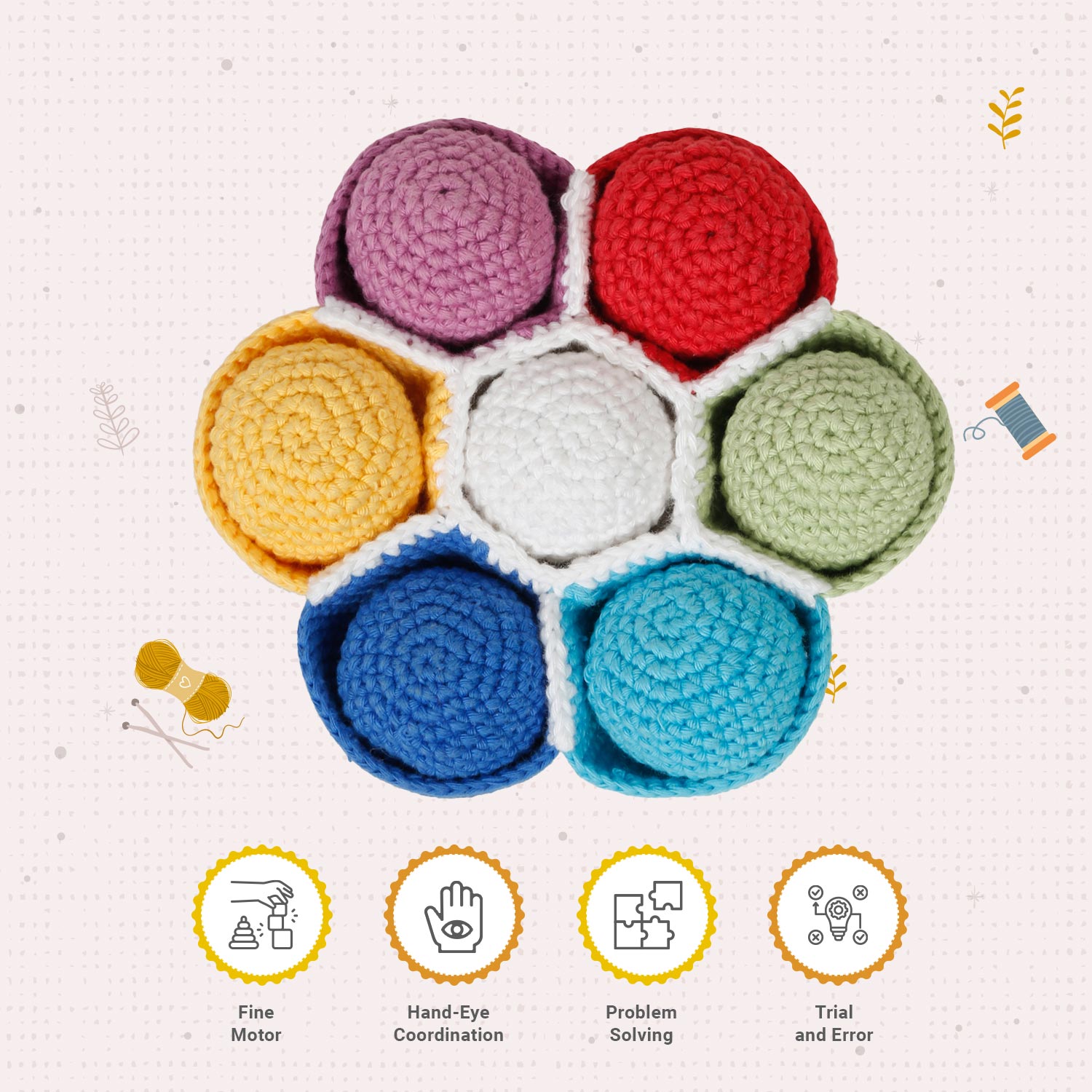 Little Ginnie Crochet Soft Rattle Ball Game, Rattle Toys for 1+ Years up Babies - AMYH - BALL - GAME - 002
