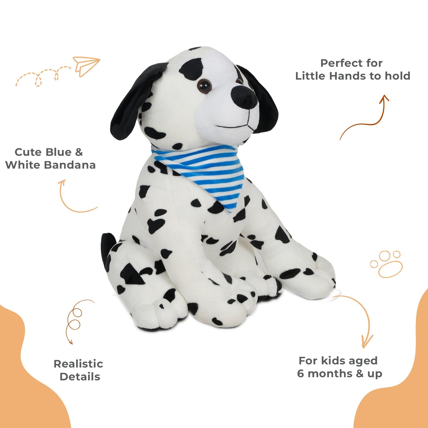LITTLE Ginnie Dalmatian Dog Soft Toy for Kids - Plush Toy for Newborn Baby | Return & Birthday Gift - NK - DAL - DOF - ST