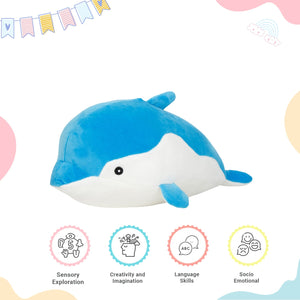 LITTLE GINNIE Dolphin Soft Toys - Blue | Plush Toy for Kids 6 Months+| Returned & Birthday Gift for Baby - LG - DOLPHIN - BLU - ST