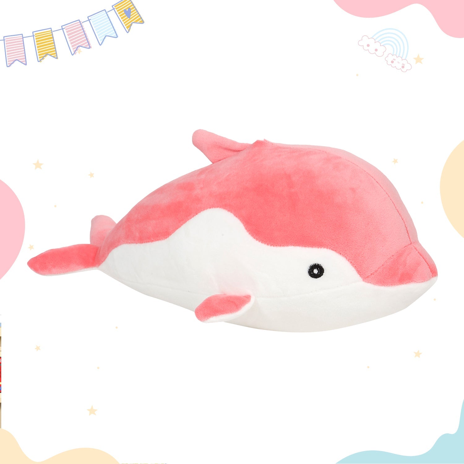 LITTLE GINNIE Dolphin Soft Toys - Pink | Plush Toy for Kids 6 Months+| Returned & Birthday Gift for Baby - LG - DOLPHIN - PNK - ST