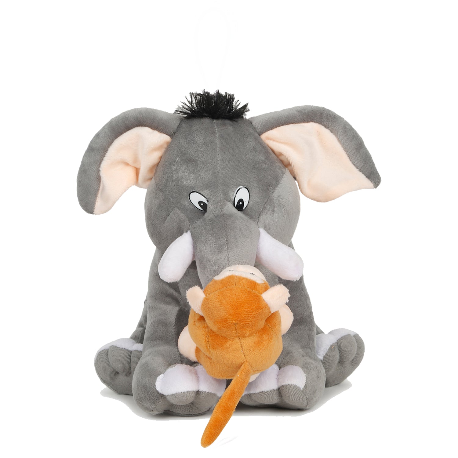 LITTLE Ginnie Elephant Monkey 2 - in - 1 Soft Toy for Kids - Grey & Brown - Plush Toy for Newborn Baby - NK - EL - MON - ST