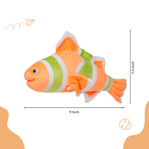 LITTLE GINNIE Fish Soft Toys for Kids - Orange Green, Toy for Babies 6 Months + - NK - FISH - GRN - OR - ST