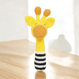 Little Ginnie Giraffe Baby Rattle Toys for New Born Baby 6+ Months - Yellow | Crochet Soft Doll - AMYH - GIRF - RTL - YL - 001
