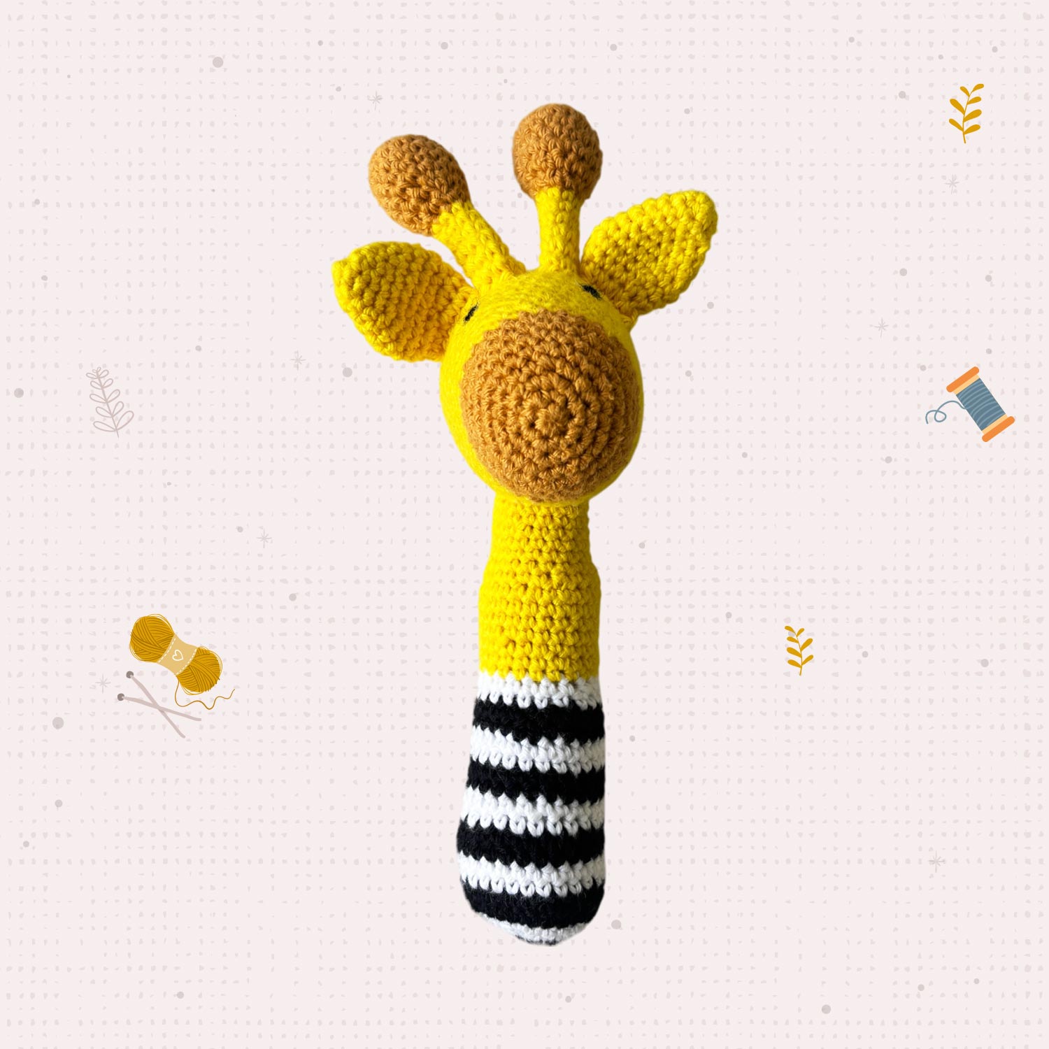 Little Ginnie Giraffe Baby Rattle Toys for New Born Baby 6+ Months - Yellow | Crochet Soft Doll - AMYH - GIRF - RTL - YL - 001