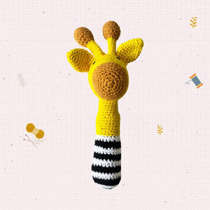 Little Ginnie Giraffe Baby Rattle Toys for New Born Baby 6+ Months - Yellow | Crochet Soft Doll - AMYH - GIRF - RTL - YL - 001
