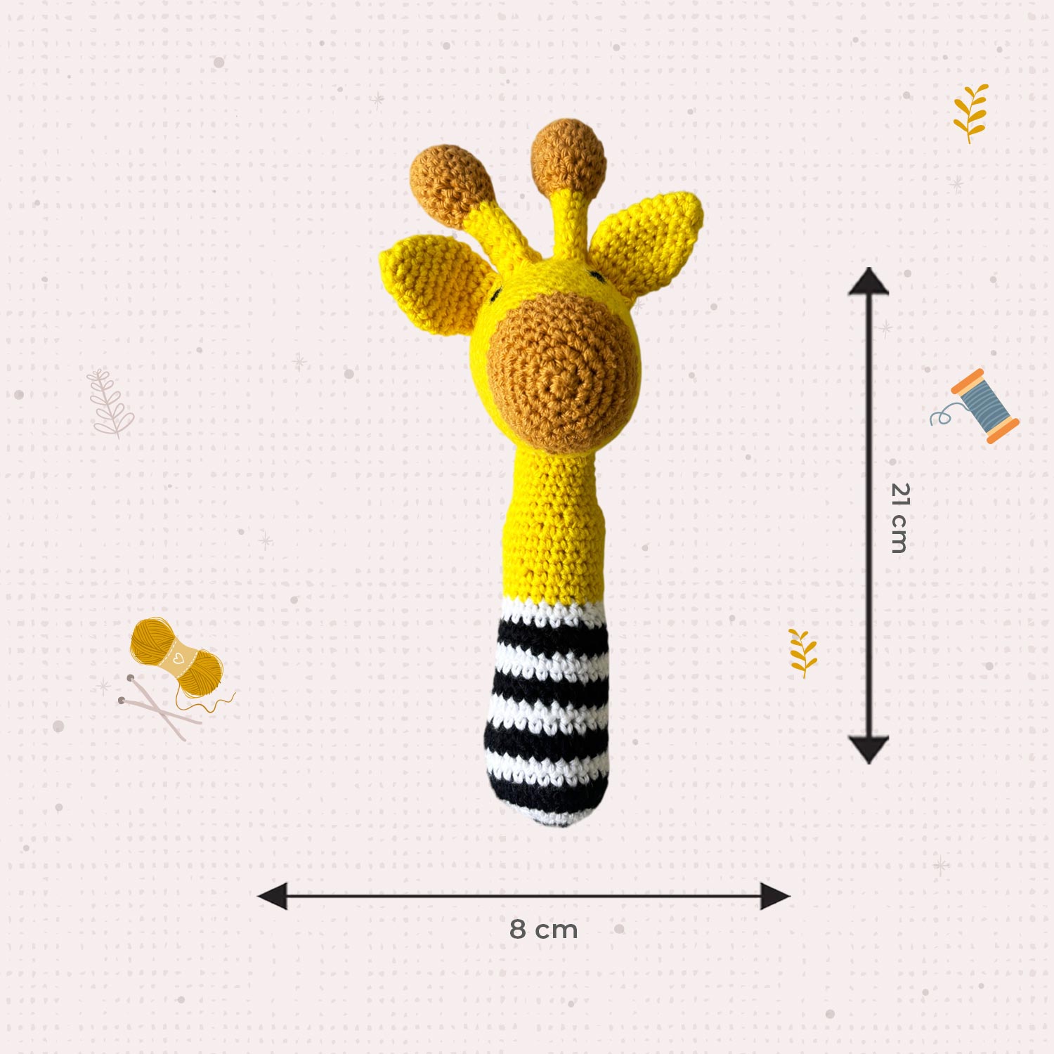 Little Ginnie Giraffe Baby Rattle Toys for New Born Baby 6+ Months - Yellow | Crochet Soft Doll - AMYH - GIRF - RTL - YL - 001